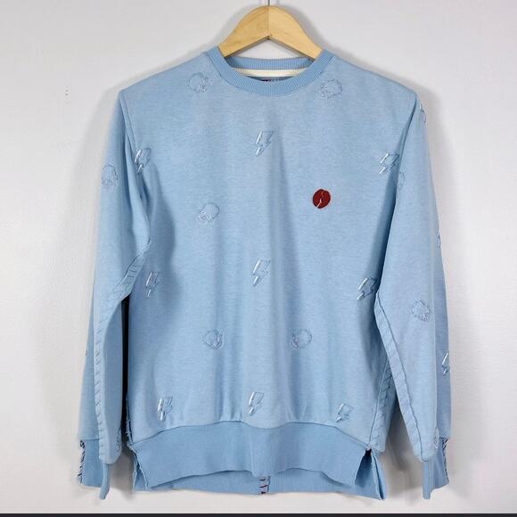 One432 One 432 Sweatshirt Embroidered Skeletor Lighting Bolt Blue Unisex XS Mens - Picture 1 of 12